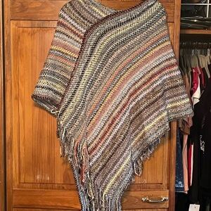 Multicolor Striped Knit Poncho
